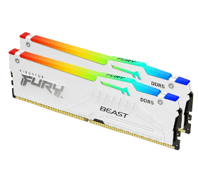 זכרון לנייח לבן Kingston Fury Beast RGB 32GB 2X16 DDR5 6000Mhz C3